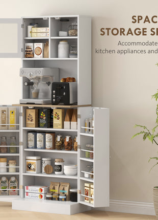 66.5" Tall Kitchen Pantry Cabinet, Kitchen Hutch, Microwave Cabinet with Adjustable Shelves for Dining Room, White