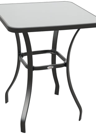 27" Square Bistro Table Garden Dining Table Outdoor Tempered Glass Table