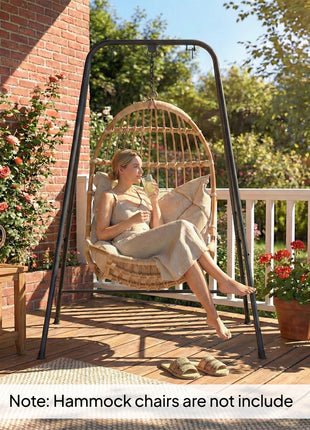 Hammock Chair Stand  Indoor and Outdoor Use with Anti-Slip Foot Pads, 2 Carabiners, Black