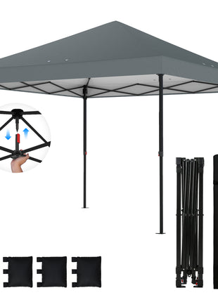 10 x 10 ft Pop Up Canopy Tent with One Push Setup, Outdoor Portable Instant Canopy Shelter w/ Roller Bag, Dark Gray