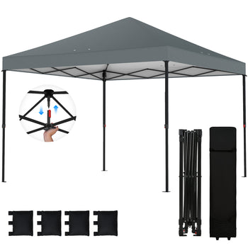 10 x 10 ft Pop Up Canopy Tent with One Push Setup, Outdoor Portable Instant Canopy Shelter w/ Roller Bag, Dark Gray