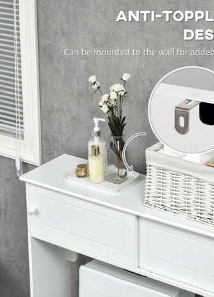 Over The Toilet Bathroom Cabinet, Freestanding Bathroom Storage Organizer with Adjustable Shelves, Toilet Rack, White