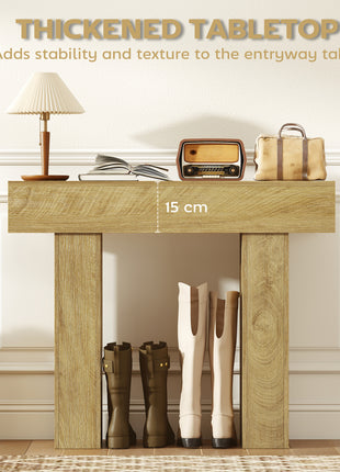 42 Inch Console Table, Sofa Table Behind the Couch with Thickened Tabletop for Living Room, Hallway, Entrance, Oak