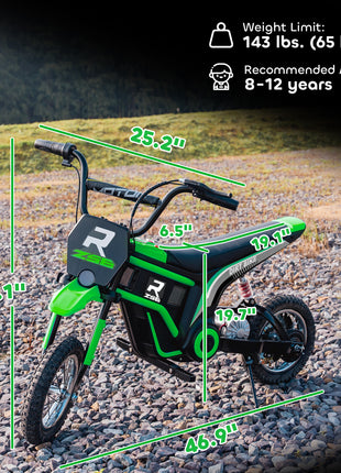 24V 350W Electric Dirt Bike Up to 15 MPH w/ Twist Grip Throttle, Green