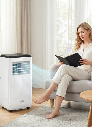 10,000 BTU Moible Air Conditioner 440 Sq. Ft., Dehumidifier Fan Auto Sleep with 24H Timer On/Off, Window Kit, White