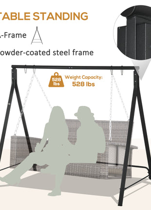 Metal Porch Swing Stand, Heavy Duty Swing Frame, Hanging Chair Stand Only, 528 LBS Weight Capacity, for Backyard, Patio, Lawn, Playground, Black