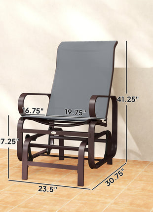 Gliding Lounger Chair Set of 2, Single Rockers with Lightweight Metal & Mesh Construction, Gray