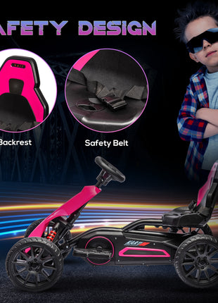12V Electric Go Kart for Kids w/ Adjustable Speed, Pink