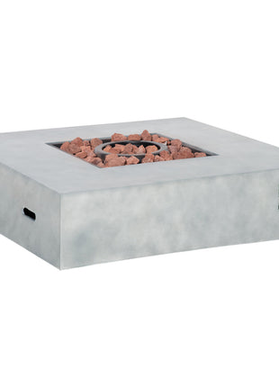 Outdoor Propane Fire Pit Table Faux Grey Ledge Stone 42-inch Square Gas Fire Pit Table, 50,000BTU Auto Ignition Gas Firepits with Protective Cover, Lava Rocks, CSA Certification for Outdoor, Grey