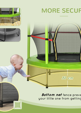Φ5FT Kids Trampoline with Enclosure Net for Age 3 to 6 Years Green