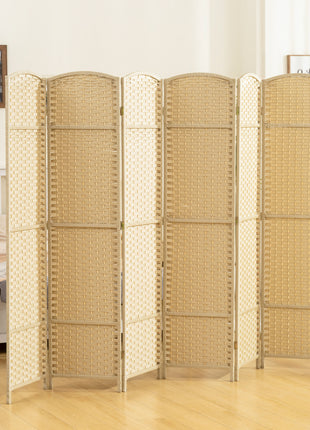 Folding Room Divider Screen 6 Panel 5.6' Tall Privacy Screen Freestanding Room Partition for Home Office, Beige