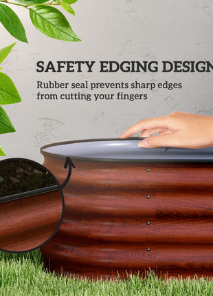 7.9' x 2' x 1.4' Galvanized Raised Garden Bed Kit, Metal Planter Box with Safety Edging, Brown