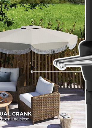 9FT Patio Umbrella, UPF 30+ Outdoor Market Umbrella with Crank, 8 Ribs, Push Button Tilt, Vented for Patio Deck Backyard Lawn, Light Gray