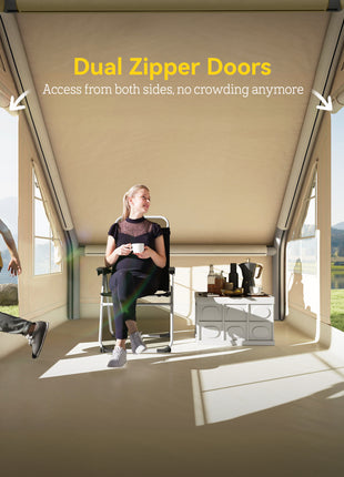 Inflatable Camping Tent with Hand Pump, 4 Season Blow Up Tent, Waterproof and Windproof with Mesh Windows and Doors