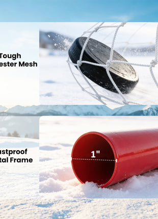 35" x 18" Street Hockey Goal, Easy Setup Hockey Net with Metal Frame, Lightweight & Portable