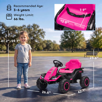 24V Kids Electric Ride On Car with Dual Motors, Remote Control, 4-Wheel Suspension, Soft Start for 3-6 Years, Pink