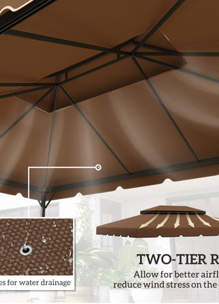 Model 84C-101 or 84C-144 13' x 10' Gazebo Replacement Canopy, Gazebo Top with Double Vented Roof (TOP ONLY), Coffee