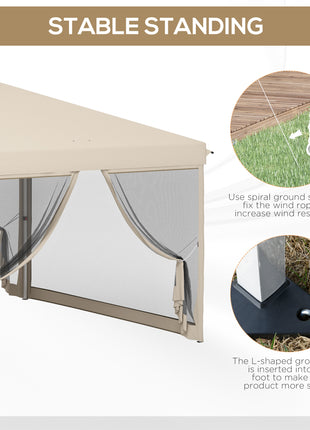 10' x 10' Pop Up Canopy Tent with Mesh Sidewalls, Height Adjustable, Transport Carrying Bag for Backyard Garden Patio