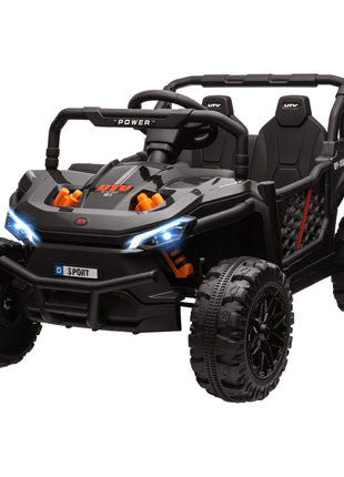 12V Ride On Truck, Battery Powered Electric Car for Kids w/ Remote Control, 4-Wheel Suspension & LED Lights, Black