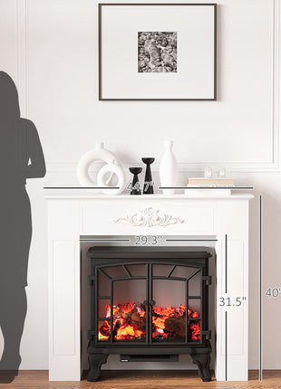 Freestanding Fireplace Surround, Modern Fireplace Mantel with Leg for Electric Fireplaces, 44.7" W x 40" H, White