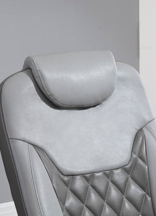 Faux Leather Manual Recliner, Adjustable Swivel Lounge Chair, Armchair with Footrest and Round Base for Living Room, Gray