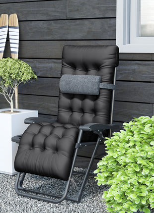 Padded Zero Gravity Chair, Folding Recliner Chair with Cup Holder Cushion, Black