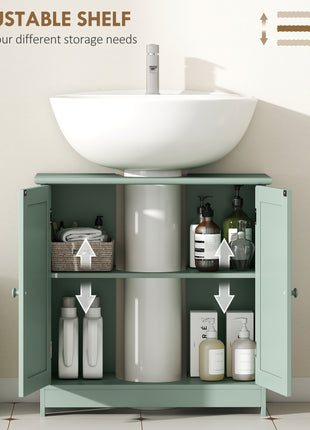 Bathroom Vanity Cabinet, Under Sink Bathroom Cabinet with 2 Doors and Adjustable Shelf, Dark Green