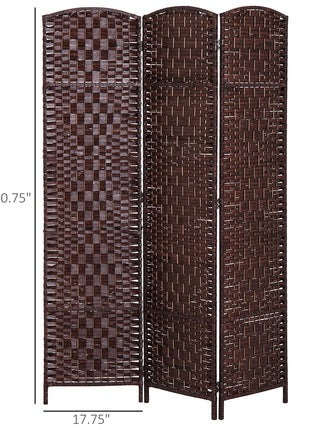Room Divider 3 Panel, 6FT Tall Folding Privacy Screen, Freestanding Hand-Woven Partition for Room Separation with 360° Hinges, Paper Rope Diamond Weave, Brown