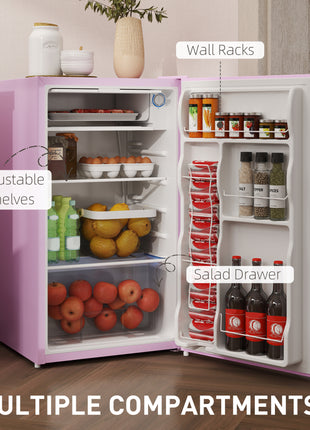 3.2 Cu.Ft Mini Fridge with Freezer, Single Door Compact Refrigerator with Adjustable Thermostat, Reversible Door, Pink