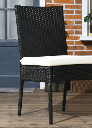 4 PE Rattan Outdoor Dining Chairs with Cushions, Patio Wicker Dining Chairs with Backrest, Black