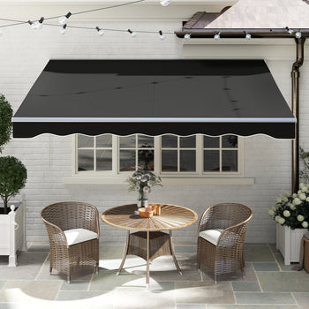 10' x 8' Electric Awning, Retractable Awning, UV Protection Sun Shade Shelter with Remote Controller and Manual Crank Handle for Deck, Balcony, Yard, Black