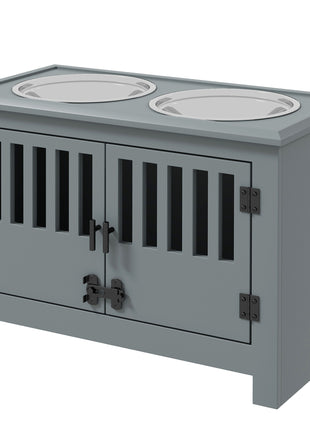 Dog Food Storage Cabinet with Bowls & Dog Feeding Station, Gray