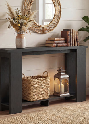 Farmhouse Console Table, 63" Narrow Entryway Table with Thickened Tabletop for Living Room, Hallway, Distressed Black