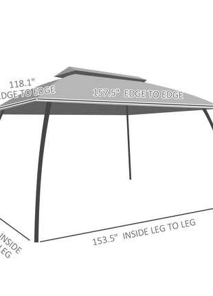 10' x 13' Patio Gazebo, Outdoor Gazebo Canopy Shelter with Netting, Vented Roof for Garden, Dark Gray