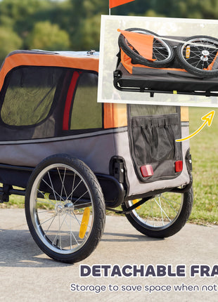 Dog Bike Trailer, Pet Cart Bicycle Carrier with 2 Entrances, Quick Release Wheels, Reflectors, Flag, Safety Leash