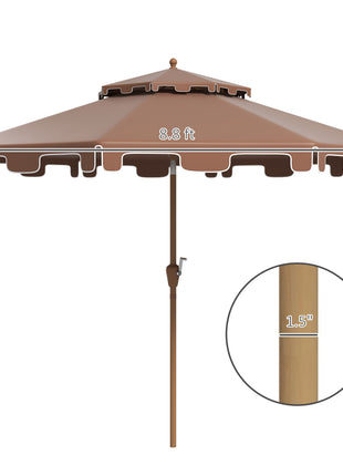 8.8' Patio Umbrella with Push Button Tilt and Crank, Brown