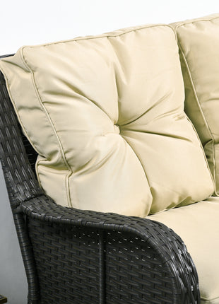 2-Seater Outdoor Sofa w/ 4" Thick Cushions, Outdoor Couch, Beige