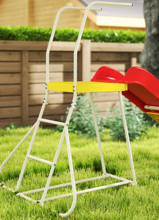 6ft Slide for Kids, Metal Freestanding Playground Equipment with Climbing Ladder, for Backyard, Outdoor, Indoor, Red