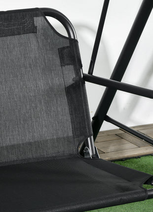 3-Seat Outdoor Patio Swing Chair w/ Cushion, Steel Frame Stand, Adjustable Tilt Canopy for Patio, Garden, Black 1
