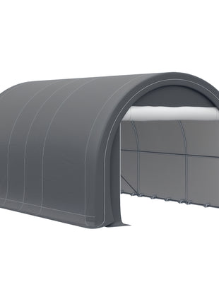 10' x 16' Carport, Heavy Duty Portable Garage Storage Tent with Large Zippered Door, Anti-UV PE Canopy Cover for Car, Truck, Boat, Motorcycle, Bike, Garden Tools, Outdoor Work, Gray