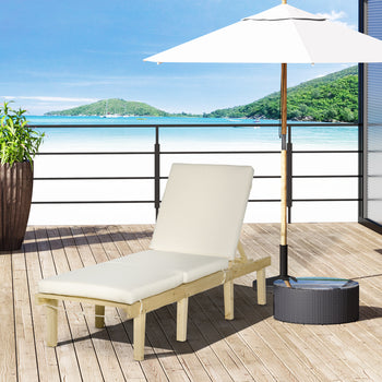 Chaise Lounge Chair Patio Recliner with 4-Position Adjustable Backrest & Cushion, Natural