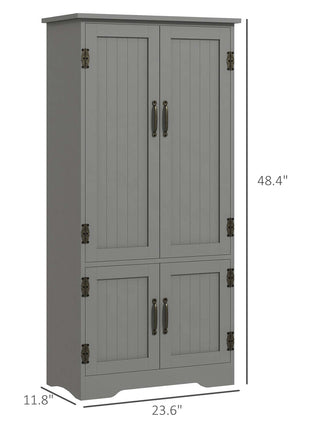 Accent Floor Storage Cabinet Kitchen Pantry with Adjustable Shelves and 2 Lower Doors, Gray