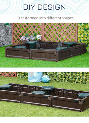 Kids Outdoor Sandbox with Cover Garden Bed, Easy Assembly for Backyard, Brown, 48.5" x 48.5" x 8.25"