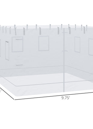 Canopy Screen Walls, Replacement Netting with 6 Service Windows and 1 Door, for 10' x 10' Canopy Tent, White