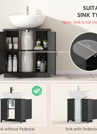 Bathroom Sink Cabinet, Pedestal Sink Cabinet with Adjustable Shelf, Black