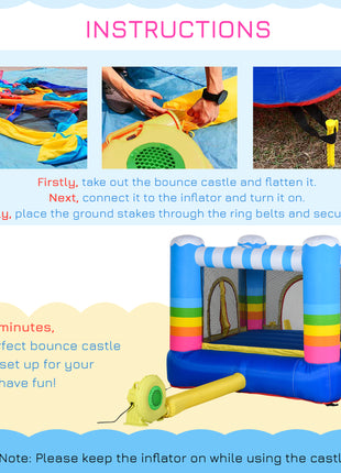 Inflatable Bounce House for Kids 2-in-1 Jumping Castle for Indoor Outdoor Party with Trampoline, Pool, Carry Bag & Air Blower