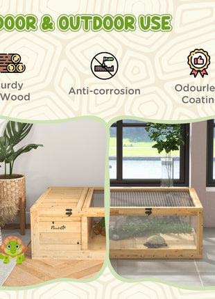 Wooden Reptile Cage with Top Access for Turtles, Lizards, Snakes, Yellow