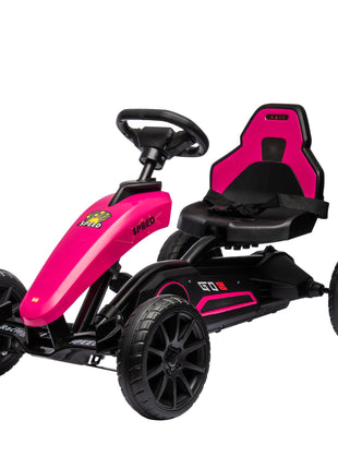 Kids Pedal Go Kart w/ Swing Axle, Shock-Absorbing Wheels, Pink