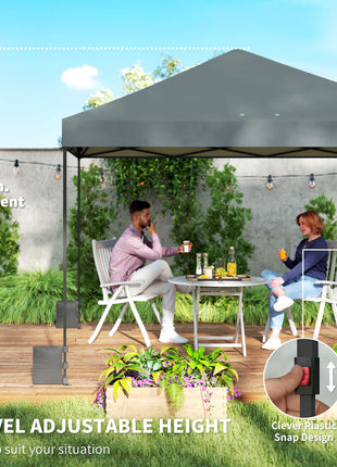 10 x 10 ft Pop Up Canopy Tent with One Push Setup, Outdoor Portable Instant Canopy Shelter w/ Roller Bag, Dark Gray