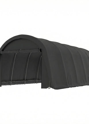 12' x 23.6' Heavy Duty Carport, UPF50+ Portable Garage Car Canopy Tent with Galvanized Frame, Large Door, Dark Gray